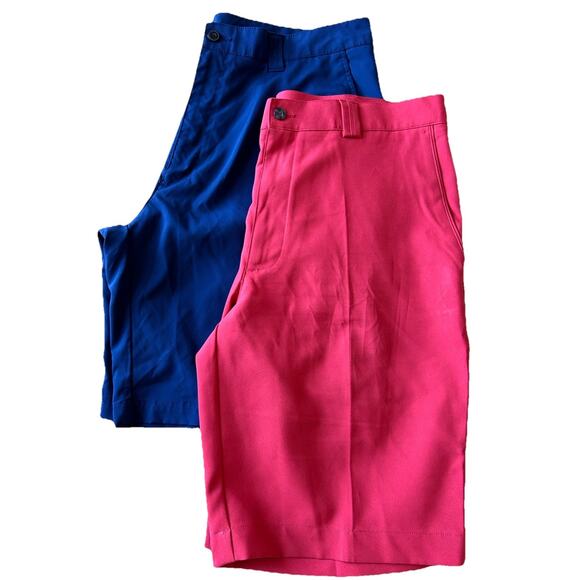 2 PGA Tour Golf Shorts Men’s 36 Red & Blue Stretch VTG Casual Classic Comfort - Picture 15 of 16